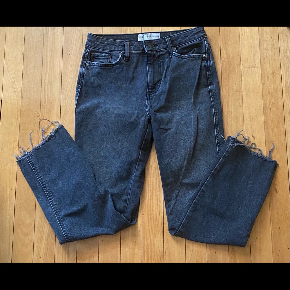 Free People Black Bootcut Jeans raw hem size 26